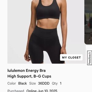 Lululemon Black Sports Bra